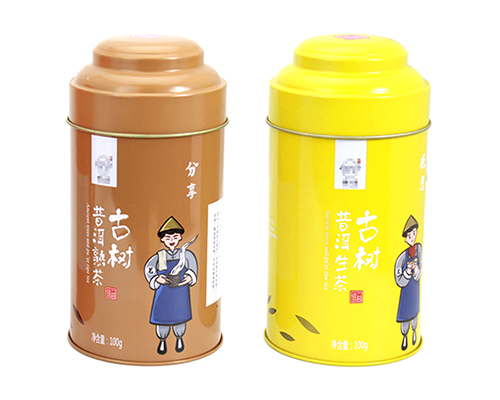 外卷式圓形普洱茶馬口鐵盒_普洱通用包裝鐵罐廠(chǎng)家定制