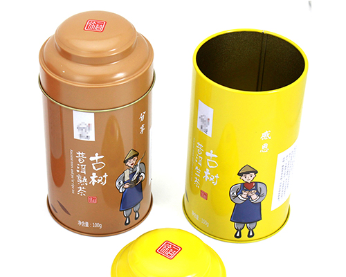 外卷式圓形普洱茶馬口鐵盒_普洱通用包裝鐵罐廠(chǎng)家定制